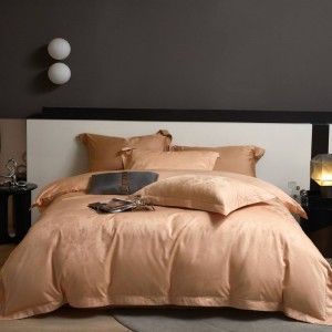 Long staple cotton satin jacquard quilt comforter duvet cover super soft bed sheets champagne bedding set