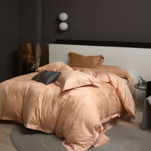 Long staple cotton satin jacquard quilt comforter duvet cover super soft bed sheets champagne bedding set