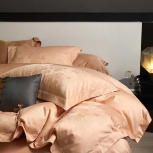 Long staple cotton satin jacquard quilt comforter duvet cover super soft bed sheets champagne bedding set