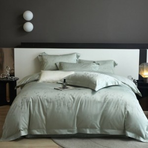 light luxury green jacquard bed quilt cover pillowcases pure long staple cotton satin duvet cover bedding set