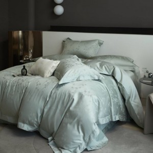 light luxury green jacquard bed quilt cover pillowcases pure long staple cotton satin duvet cover bedding set