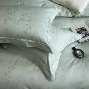 light luxury green jacquard bed quilt cover pillowcases pure long staple cotton satin duvet cover bedding set