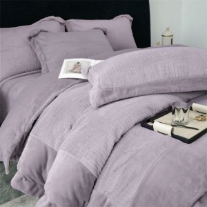 Winter thickened warm milk velvet mink velvet purple-gray bedding four-piece set