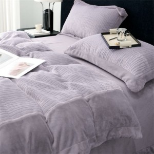 Winter thickened warm milk velvet mink velvet purple-gray bedding four-piece set