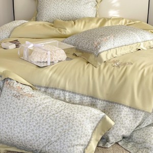 luxury orange lyocell cotton home textiles embroidery duvet cover bedding set wholesaler