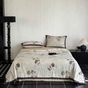 Khaki Lyocell Home Hotel Textiles Digital Printing Bedding Sets Cool Summer Quilt Set Wholesaler