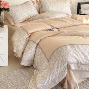 luxury orange lyocell cotton home textiles embroidery duvet cover bedding set wholesaler