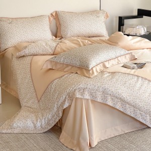 luxury orange lyocell cotton home textiles embroidery duvet cover bedding set wholesaler