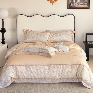luxury orange lyocell cotton home textiles embroidery duvet cover bedding set wholesaler