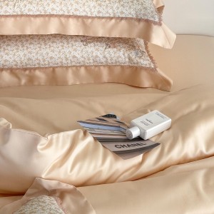 luxury orange lyocell cotton home textiles embroidery duvet cover bedding set wholesaler