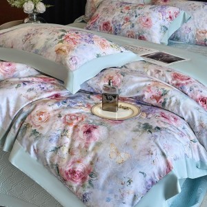 Blue 100% Long Staple Cotton Digital Printing Home Hotel Textiles Patchwork Comforter Duvet Cover Bedding Set Supplier