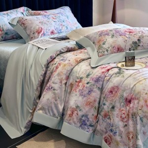 Blue 100% Long Staple Cotton Digital Printing Home Hotel Textiles Patchwork Comforter Duvet Cover Bedding Set Supplier
