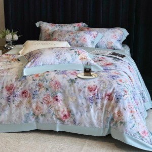 Blue 100% Long Staple Cotton Digital Printing Home Hotel Textiles Patchwork Comforter Duvet Cover Bedding Set Supplier