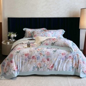 Blue 100% Long Staple Cotton Digital Printing Home Hotel Textiles Patchwork Comforter Duvet Cover Bedding Set Supplier