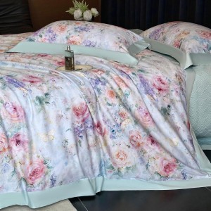 Blue 100% Long Staple Cotton Digital Printing Home Hotel Textiles Patchwork Comforter Duvet Cover Bedding Set Supplier