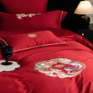 100 long staple cotton embroidery duvet quilt cover soft bed sheets red wedding bedding set