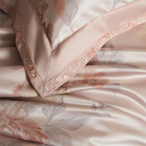 Customized 4 pieces pink jacquard bedroom bedding colored bed linen fitted sheets cotton bedsheets bed linen high quality bed sheet set