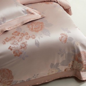 Customized 4 pieces pink jacquard bedroom bedding colored bed linen fitted sheets cotton bedsheets bed linen high quality bed sheet set