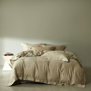 Wholesale High-end Pillowcases Khaki Solid Color Comforter Set Soft Bed Linen Fitted Sheets 2m/2.2m 100S Cotton Bedding Set