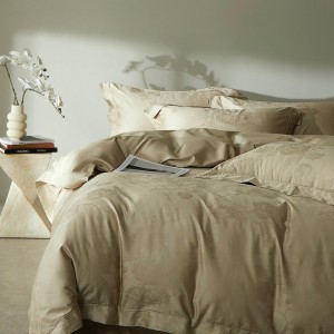 Wholesale High-end Pillowcases Khaki Solid Color Comforter Set Soft Bed Linen Fitted Sheets 2m/2.2m 100S Cotton Bedding Set