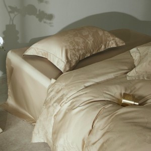 Wholesale High-end Pillowcases Khaki Solid Color Comforter Set Soft Bed Linen Fitted Sheets 2m/2.2m 100S Cotton Bedding Set