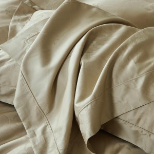 Wholesale High-end Pillowcases Khaki Solid Color Comforter Set Soft Bed Linen Fitted Sheets 2m/2.2m 100S Cotton Bedding Set