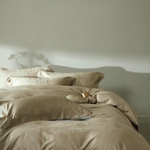 Wholesale High-end Pillowcases Khaki Solid Color Comforter Set Soft Bed Linen Fitted Sheets 2m/2.2m 100S Cotton Bedding Set