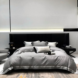 Light grey lyocell and long staple cotton duvet cover bed sheets pillowcases ODM/OEM jacquard bedding set