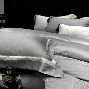 Light grey lyocell and long staple cotton duvet cover bed sheets pillowcases ODM/OEM jacquard bedding set