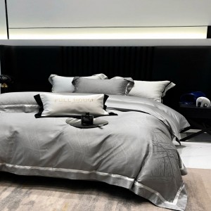 Light grey lyocell and long staple cotton duvet cover bed sheets pillowcases ODM/OEM jacquard bedding set