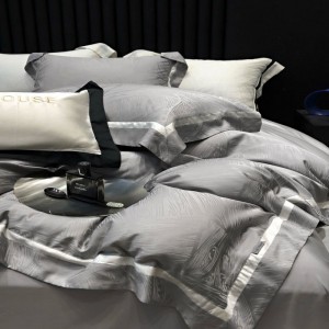 60s lyocell duvet cover jacquard gray bed sheets long staple cotton bedding set