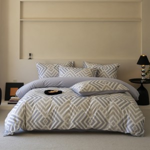 Wholesale High-end Pillowcases Purple Printing Sanding Comforter Set Cotton Bed Linen Fitted Sheets 2m/2.2m Printing Bedding Set