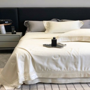 80S lyocell cotton lace hollow duvet cover bed sheets plain white bedding set