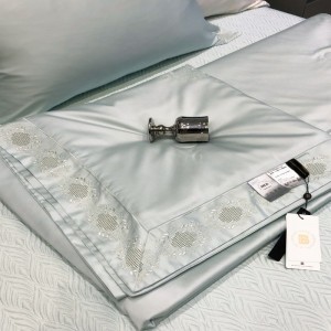 Light Green Lyocell Cotton Embroidery Summer Quilt Bed Sheets Bedding Set