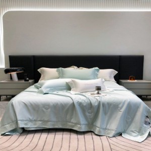 Light green duvet cover bed sheets light luxury home textile custom bedspread summer quilt embroidery lyocell cotton bedding set