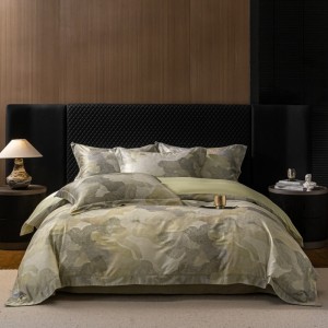 Premium Quality Green Digital Printing Home Hotel Textiles Lyocell Cotton Bedding Set Supplier