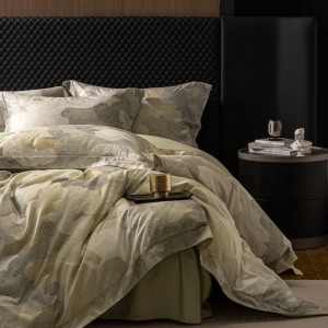 Premium Quality Green Digital Printing Home Hotel Textiles Lyocell Cotton Bedding Set Supplier