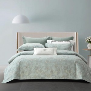 High Quality Blue Jacquard 4pcs Home Hotel Textiles 100% Cotton Comforter Duvet Cover Bedding Set Supplier
