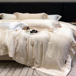 Light pink lyocell cotton jacquard duvet cover summer cooling bed sheets luxury lace bedding set