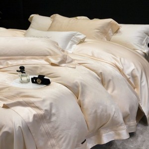 Light pink lyocell cotton jacquard duvet cover summer cooling bed sheets luxury lace bedding set