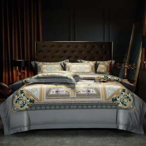 High Quality Digital Printing 100S Long Staple Cotton Green Bedding Set Supplier