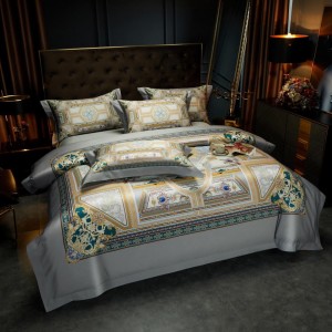 High Quality Digital Printing 100S Long Staple Cotton Green Bedding Set Supplier