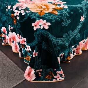 High Gram Weight Bedding Digital Printing Green Flannel Fleece 4-piece Set Pillowcase Bed Sheet Quilt Cover Bedding Set Supplier