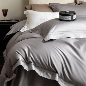 Solid Color 100% Long Staple Cotton Comforter Duvet Cover Grey Bedding Set Supplier