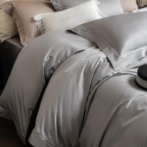 Solid Color 100% Long Staple Cotton Comforter Duvet Cover Grey Bedding Set Supplier