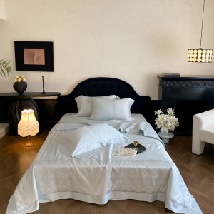 High-End patchwork comforter set 500TC jacquard bedsheets pink lyocell coverlets with 2 soft pillowslips bedding set supplier