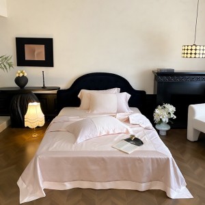 High-End patchwork comforter set 500TC jacquard bedsheets pink lyocell coverlets with 2 soft pillowslips bedding set supplier