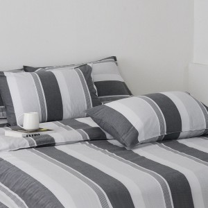 Washed cotton satin home hotel textile yellow printing comforter cover with 2 high-end pillowcases coverlets bedding set manufacture