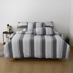 Washed cotton satin home hotel textile yellow printing comforter cover with 2 high-end pillowcases coverlets bedding set manufacture