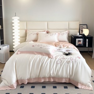 Wholesale high-end pillowcases white comforter set soft bed linen fitted sheets 2m/2.2m lyocell bedding set for adults